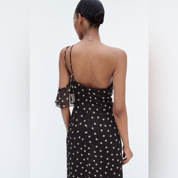 Zara Polka Dot Dress with Ruffles L - Picture 3 of 5